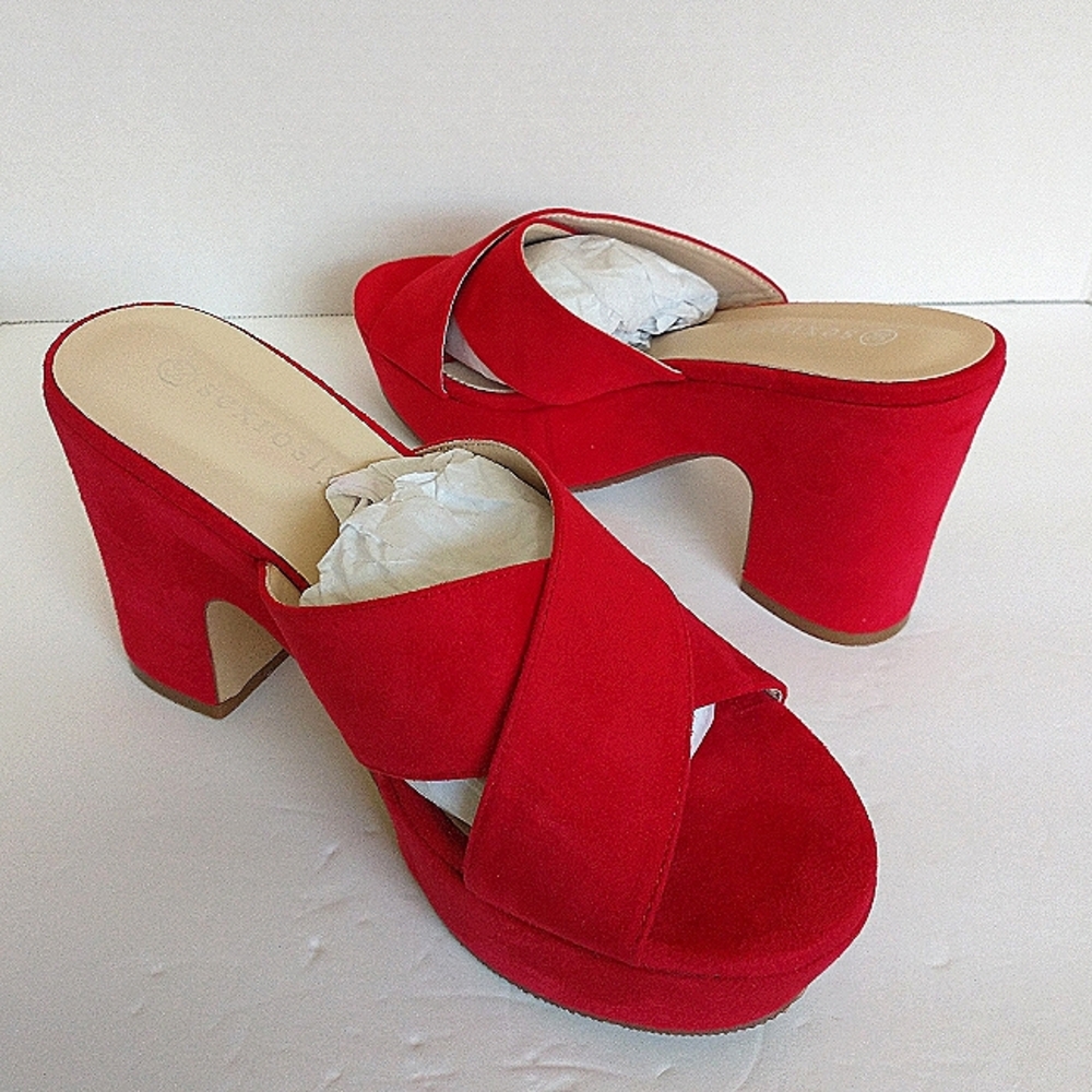 New w/o Box Sexrosly Faux Suede Semi-Wedge Dress Sandal Size 38 (7.5)